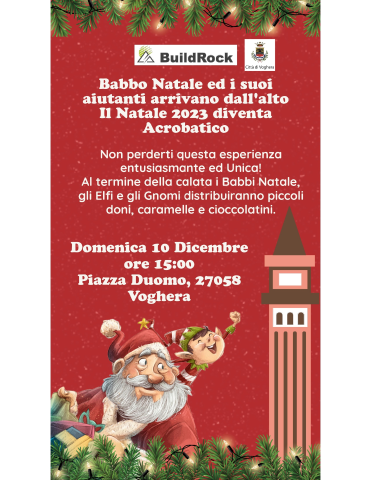 Babbo Natale e gli elfi acrobati scendono dal campanile del Duomo