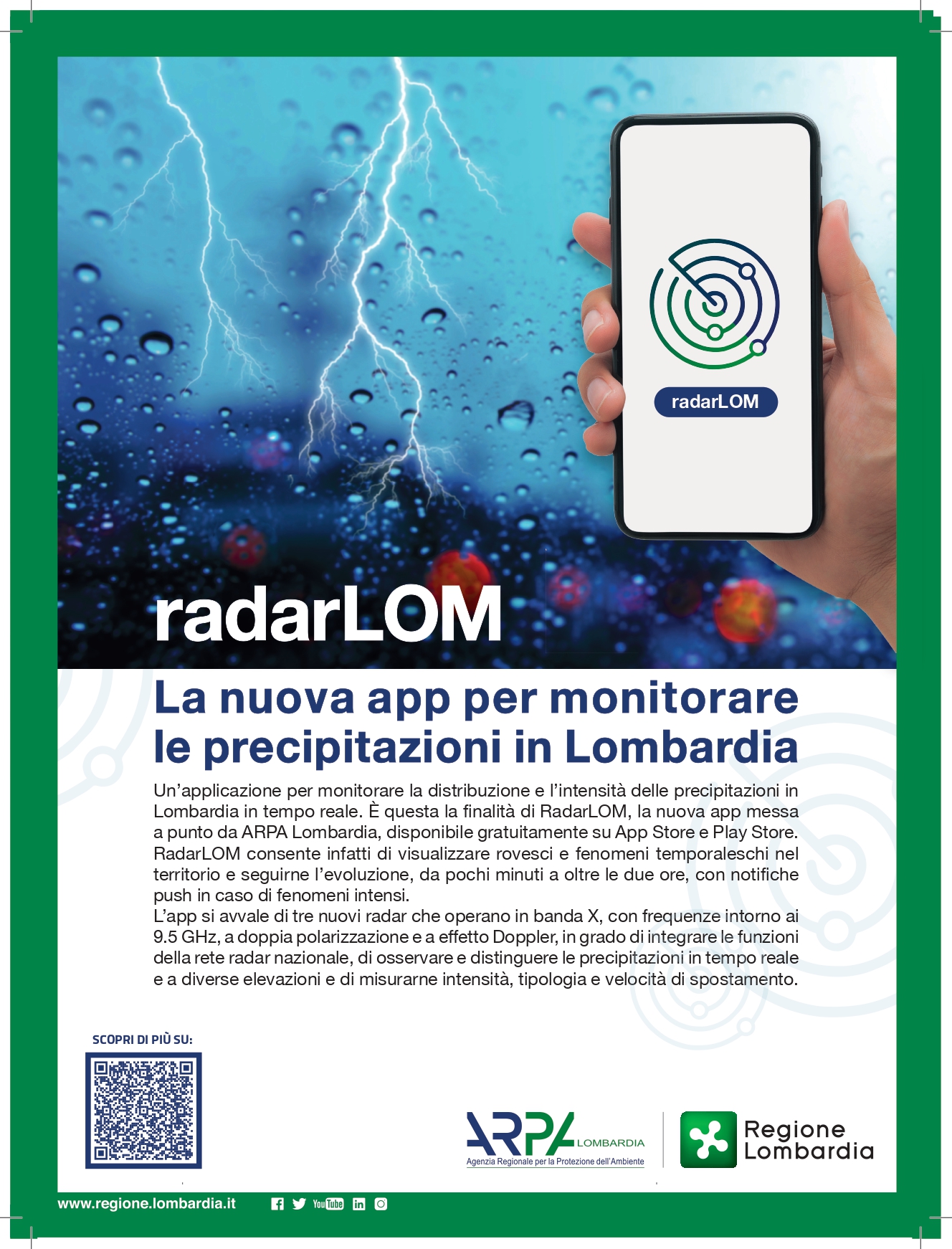 RadarLOM, la nuova applicazione per monitorare le precipitazioni in Lombardia