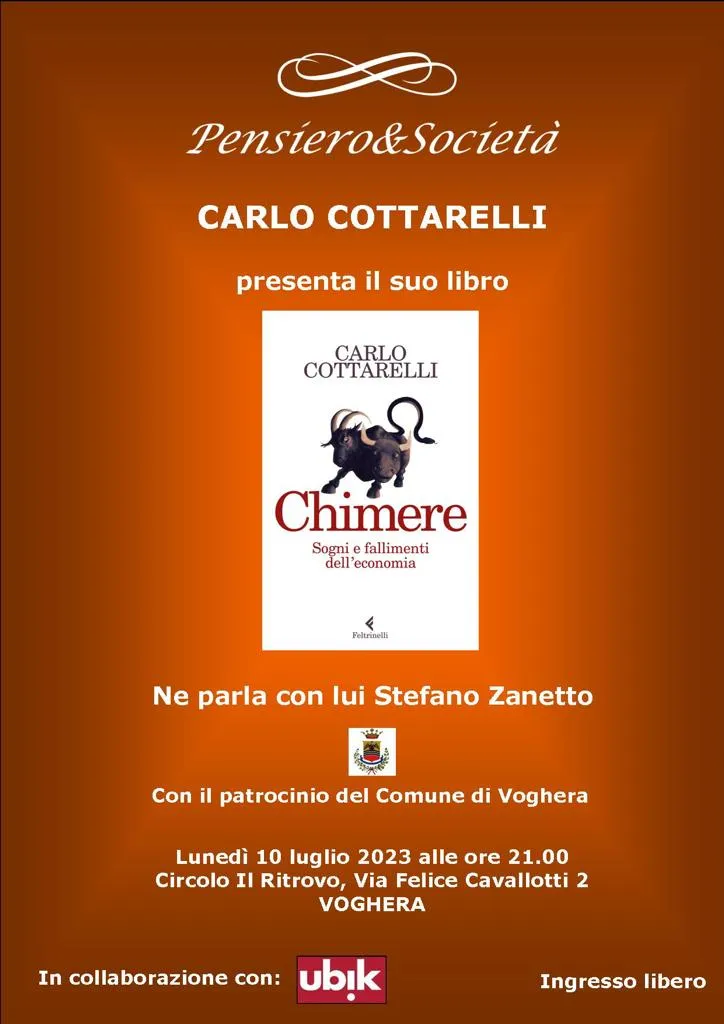 Carlo Cottarelli presenta il suo libro  "Chimere - sogni e fallimenti dell'economia"